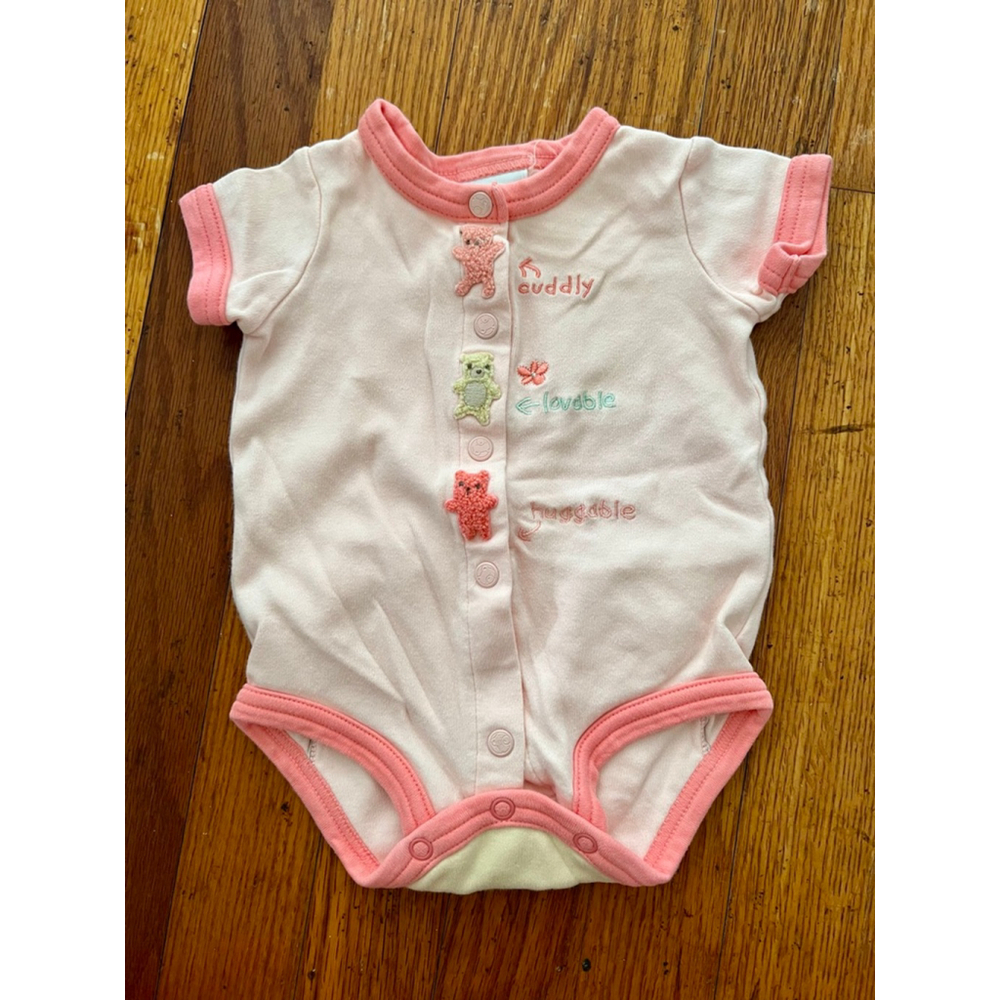 Baby Girl Clothes Carter's Vintage 0-3 Month All About Bear Romper Bodysuit